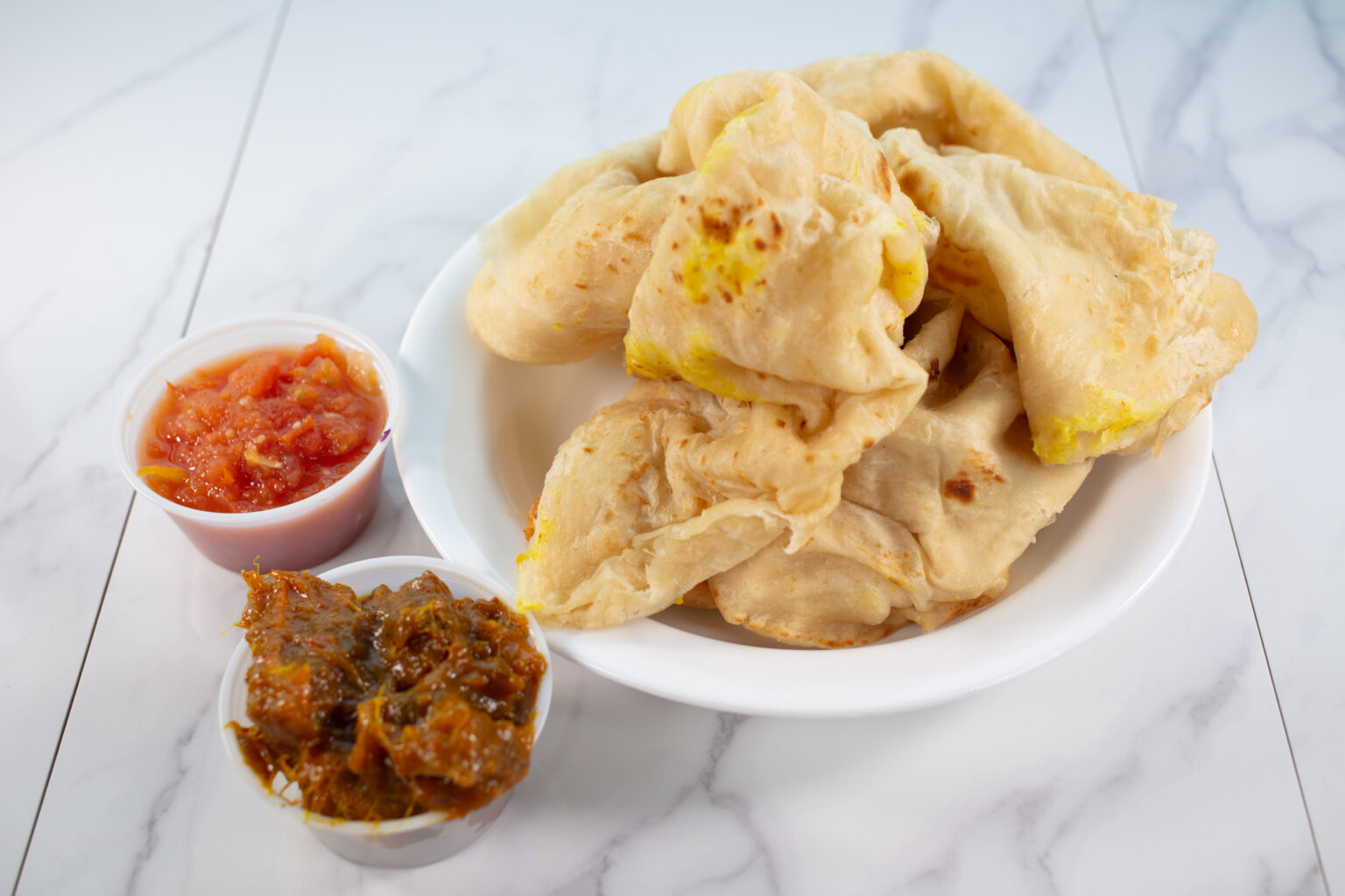 roti with tamato choka and baigan